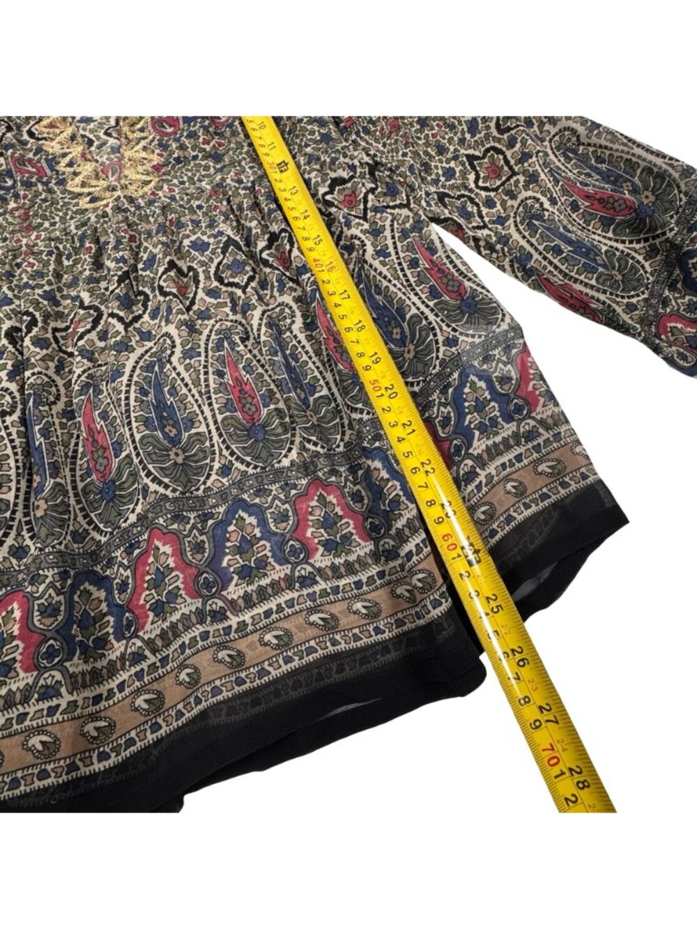 Joie Boho 100% Silk Embroidered Paisley Babydoll Top Sz XS Maximalist - Picture 13 of 14